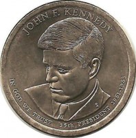 Джон Кеннеди (1961–1963), 35-президент США , 1 доллар , 2015 год. Монетный двор (D). UNC.