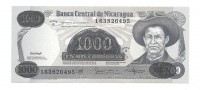 Никарагуа. Банкнота 1000 кордоба 1985 год. 500 000 кордоба 1987 год.  UNC.  