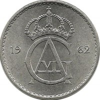 Монета 10 эре. 1962 год, Швеция. (U).