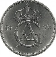 Монета 10 эре. 1972 год, Швеция.(U).