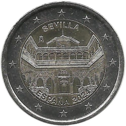 Севилья. Севильский собор, Севильский Алькасар и Архив Индий. Монета 2 евро, 2024 год, Испания. UNC.