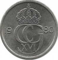 Монета 10 эре. 1980 год, Швеция. (U).