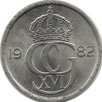 Монета 10 эре. 1982 год, Швеция. (U).
