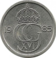 Монета 10 эре. 1985 год, Швеция. (U).