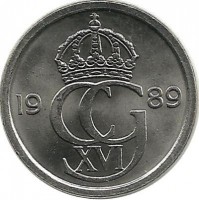 Монета 10 эре. 1989 год, Швеция. (D).