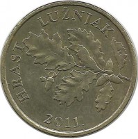 Монета 5 липа. 2011 год, Хорватия. Ветка дуба.