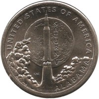 Монета 1 доллар. Алабама. Сатурн - 5. Серия "Американские инновации". 2024 год. (P.), США. UNC.