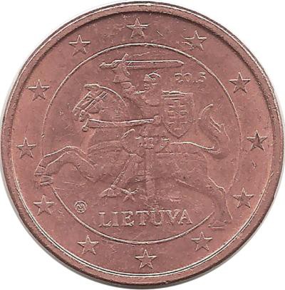 Монета 1 цент, 2015 год, Литва. 