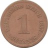 Монета 1 пфенниг 1887 год  (D) ,  Германская империя.