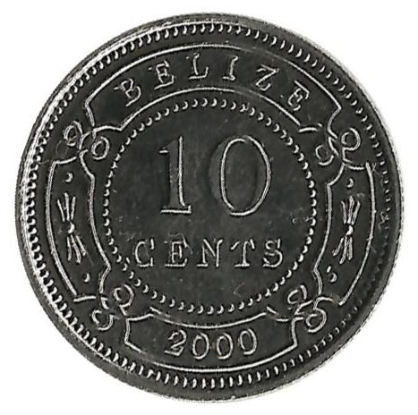 Монета 10 центов 2000г Белиз.(UNC).