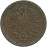 Монета 1 пфенниг 1889 год (А), Германская империя.