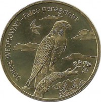 Сокол. Монета 2 злотых, 2008 год, Польша.