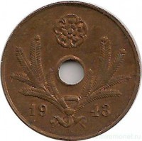 Монета 5 пенни.1943 год, Финляндия.
