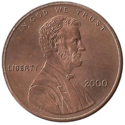 Линкольн. 1 цент 2000г. Филадельфия , CША.