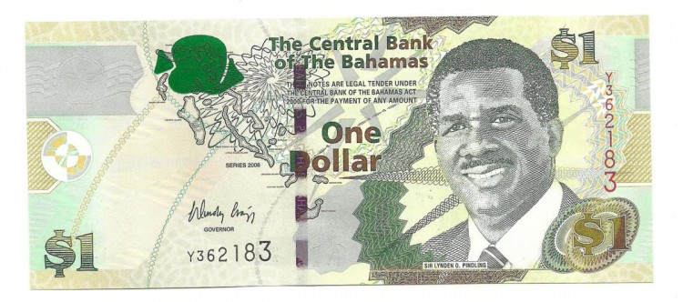 Багамские острова.  Банкнота  1 доллар. 2008 год.  UNC. 
