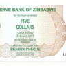 Зимбабве. 5 долларов. 2006 год. UNC.  