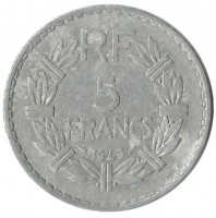 5 франков 1949 год, Франция.