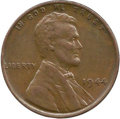 Линкольн. 1 цент 1944г.  (Филадельфия) , CША. 