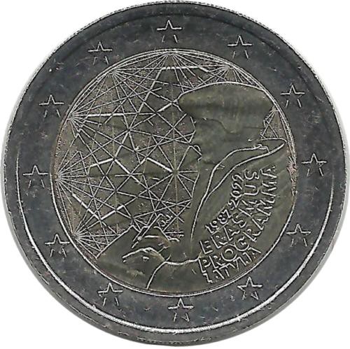 35 лет программы Эразмус Монета 2 евро, 2022 год, Латвия. UNC.