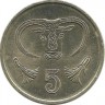 ​Бык. Монета 5 центов. 1998 год, Кипр.
