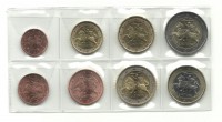 Набор монет евро (8 шт). 2015 год, Литва. В набор вошли монеты евро достоинством: 1, 2, 5, 10, 20, 50 центов, 1 и 2 евро. Состояние - UNC.