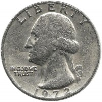Вашингтон. Монета 25 центов. 1972 год, Филадельфия, США.