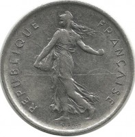 5 франков.  1972 год, Франция.