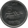Рыба-кролик. Монета 5 центов. 2012 год. Фиджи.UNC.