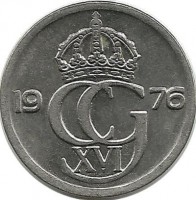 Монета 10 эре. 1976 год, Швеция. (U).