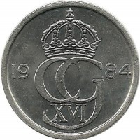 Монета 10 эре. 1984 год, Швеция. (U).