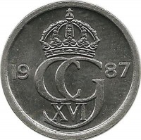 Монета 10 эре. 1987 год, Швеция. (D).