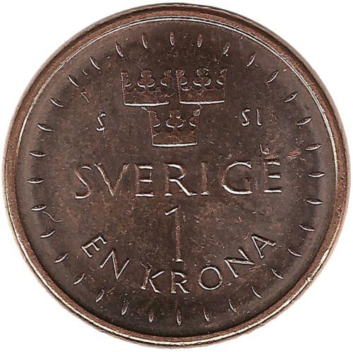 Монета 1 крона. 2016 год, Швеция. UNC.