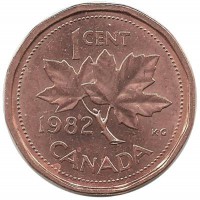 Монета 1 цент, 1982 год, Канада.