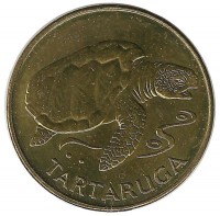 Тартаруга (морская черепаха).  1 эскудо, 1994 год, Кабо-Верде. UNC.