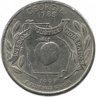 Джорджия (Georgia). Монета 25 центов (квотер), 1999г. P.  CША. 