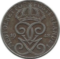 Монета 2 эре.1948 год, Швеция. (Железо).