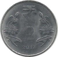 Монета 2 рупии. 2017 год, Индия.    