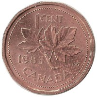 Монета 1 цент, 1983 год, Канада.