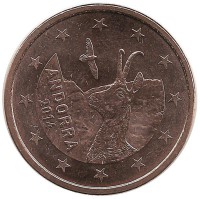 Монета 5 центов. 2014 год, Андорра. UNC.