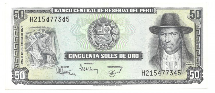 Перу. Банкнота  50 солей  1977 год.  UNC. 