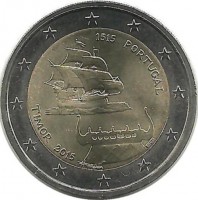 500-летие открытия Португальского Тимора. Монета 2 евро. 2015 год, Португалия.