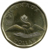 XXII зимние Олимпийские Игры, Сочи 2014 - Лаки луни. Монета 1 доллар. 2014 год, Канада. UNC.