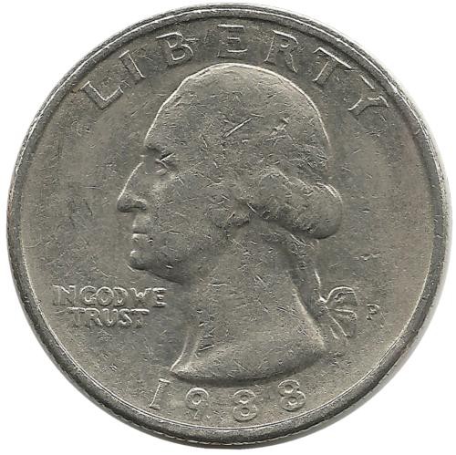 Вашингтон. Монета 25 центов. 1988 год, (Р). Филадельфия, США.