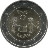 Мир. Монета 2 евро. 2017 год, Мальта. UNC.