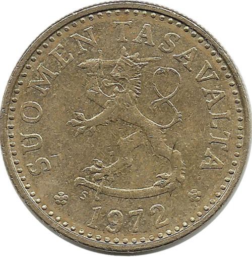 Монета 10 пенни.1972 год, Финляндия.