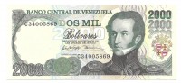 Банкнота 2000 боливаров. 1998 год. Венесуэла. UNC.  