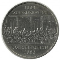 Монета 1 доллар 1982 год. 115 лет Конституции, Канада. UNC.