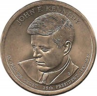 Джон Кеннеди (1961–1963), 35-президент США , 1 доллар , 2015 год. Монетный двор (P). UNC.