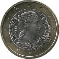 Монета 1 евро, 2014 год, Латвия. UNC.