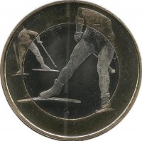 Лыжи. Монета 5 евро 2016 г. Финляндия.UNC. 